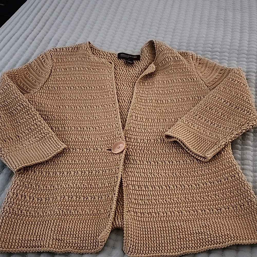 Jones New York Beige Knit Cardigan